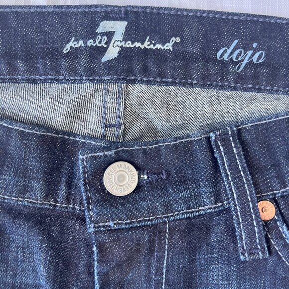 7 For All Mankind Dojo Wide Leg Trouser Jeans Size 30 Blue Black Santiago Wash - Picture 6 of 9